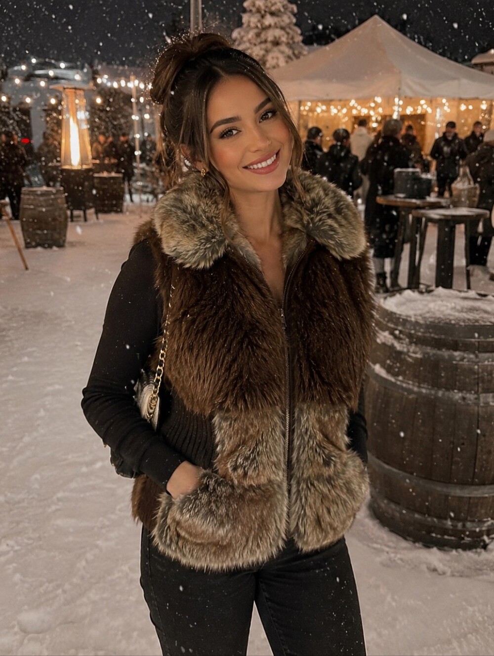 Vintage Y2K Faux Fur Vest with Zipper